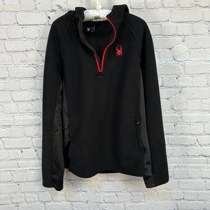Spyder Men's Half Zip Waffle Knit Performance Sweater Hoodie, Size XL,‎ Black